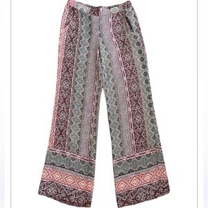 Swim cover up beach resort wear pants light weight sheer Aztec hobo design small